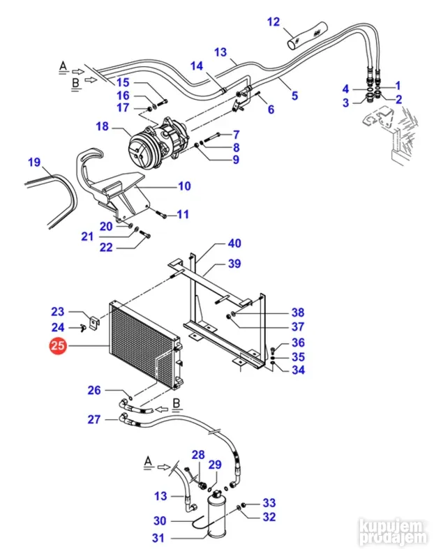 Kondezator/hladnjak klime za Massey Ferguson traktore