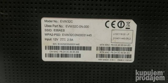 Ubee kablovski ruter Uslužni oglas