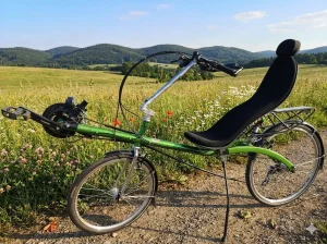 Recumbent M5, rekumbent, kao nov, ležeći bicikl + torba
