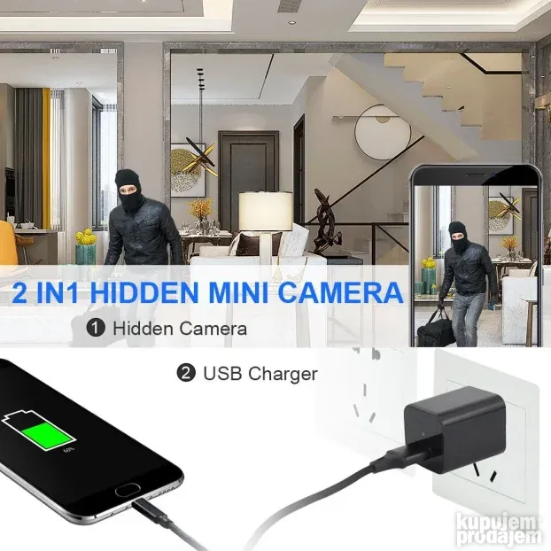 Kamera u punjacu za telefon mala spijunska WIFI kamerica