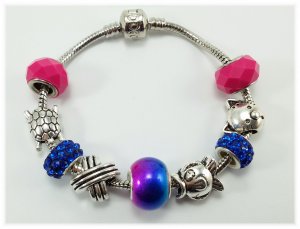 Narukvica PANDORA stil plava/pink