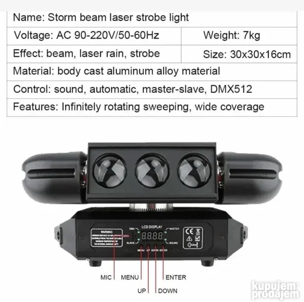 Laser strob 150W centralni sa rotacijom za diskoteke RGB