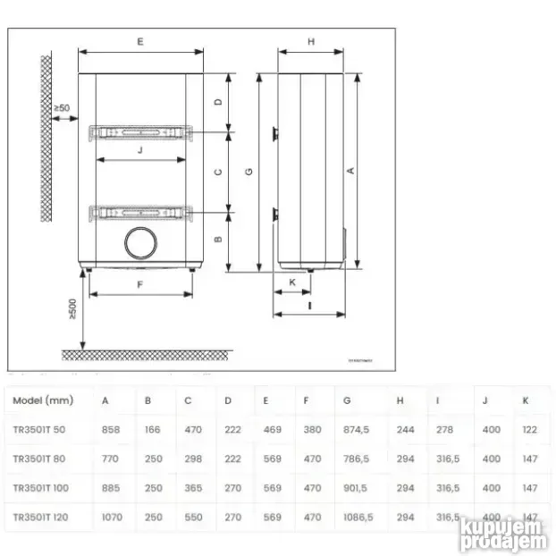 Bojler Bosch 80L slim tanki tr3501