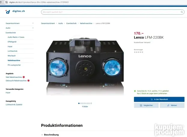 LENCO LFM-220BK Dual Matrix RGB Dim mašina - NOVO