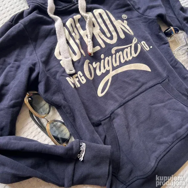 SUPERDRY ORIGINAL zenski teget duks sa kapuljacom M