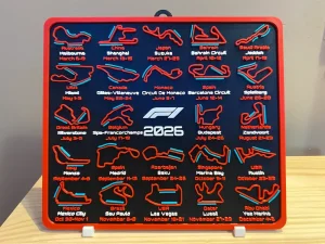 Formula 1 kalendar za 2026 f1 kalendar 3d print