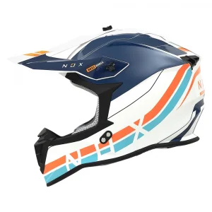 Kaciga NOX Cross 633 AIRSHOCK belo narandžasto plava