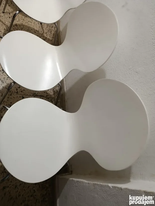 Set (4 kom) Bele Dizajnerske Stolice - Moderne (Kuhinja/Trpe