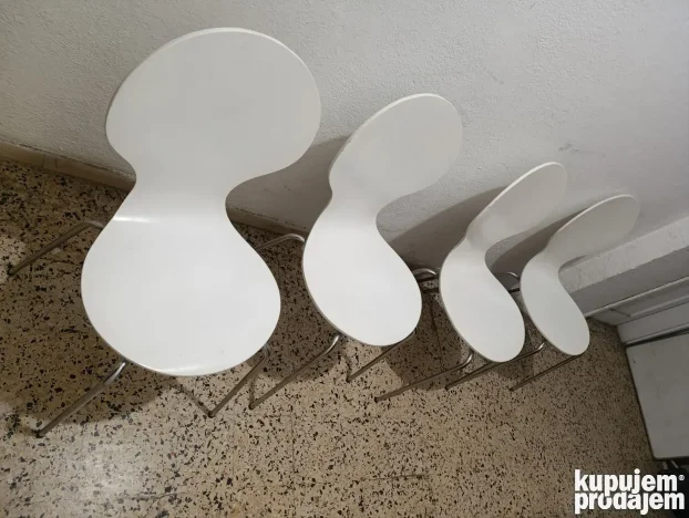 Set (4 kom) Bele Dizajnerske Stolice - Moderne (Kuhinja/Trpe