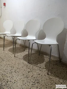 Set (4 kom) Bele Dizajnerske Stolice - Moderne (Kuhinja/Trpe