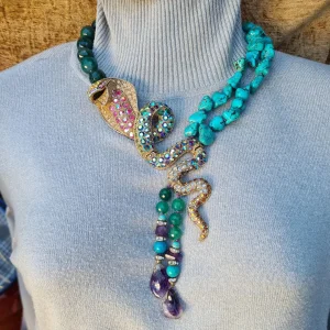 Janus ogrlica iz sedamdesetih, tirkizi, ametist