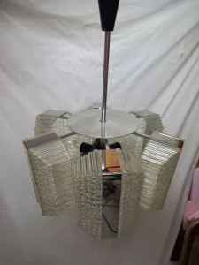 Kaiser leutchen chrome lucite chandelier 70s