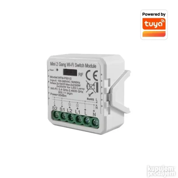 Wi-Fi smart prekidač-modul, 2x10A WFM-PS01/2