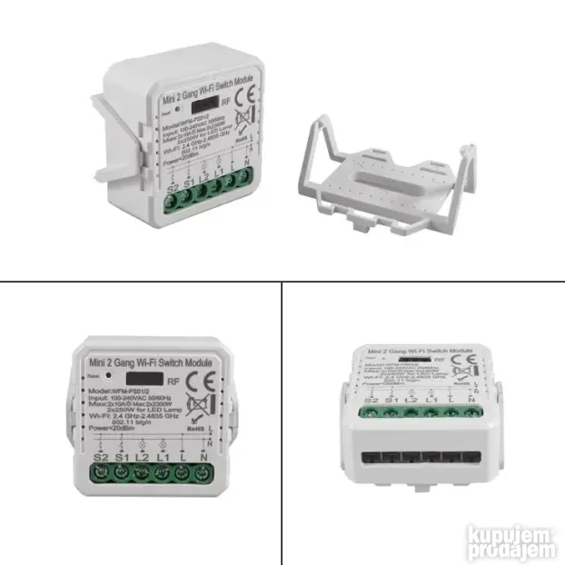 Wi-Fi smart prekidač-modul, 2x10A WFM-PS01/2
