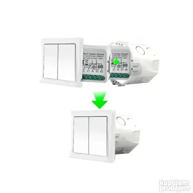 Wi-Fi smart prekidač-modul, 2x10A WFM-PS01/2
