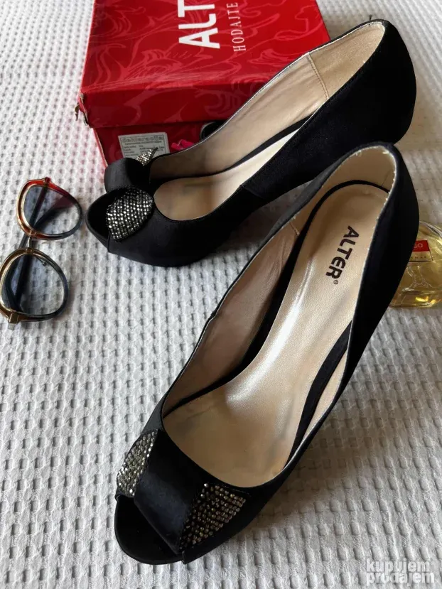 ALTER elegantne satenske cipele stikle 41 KAO NOVE