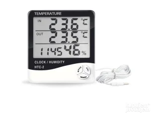 Digitalni termometar vlagometar sa sondom sat alarm HTC 2