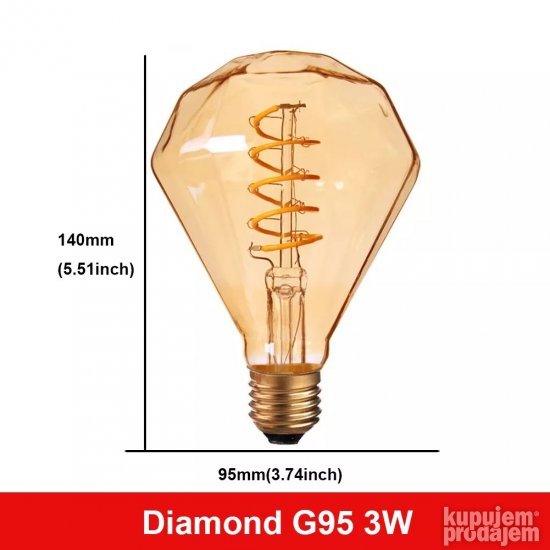 LED Retro Edison filament sijalica dimabilna toplo bela 3-6W