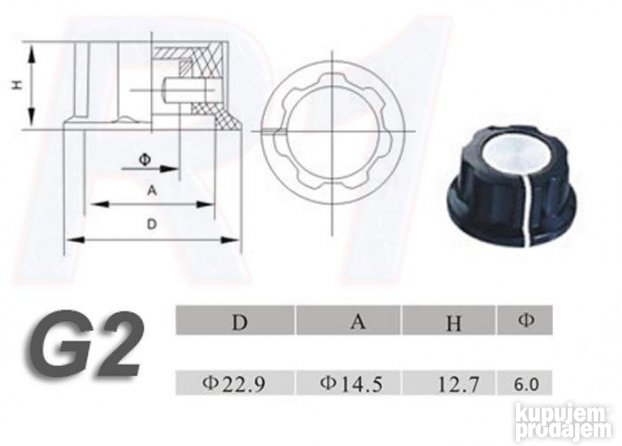 Dugme za Potenciometar 6mm - G2