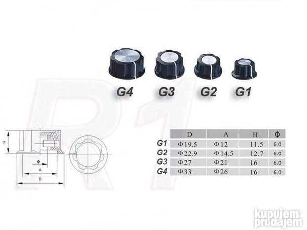 Dugme za Potenciometar 6mm - G2