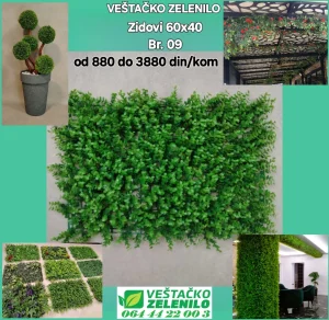 Veštački zeleni zid 09 (60x40) 880 din/kom