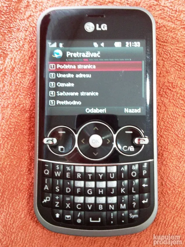 LG GW-300, REDAK, kao nov. Srpski meni.