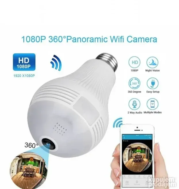 Kamera Sijalica Led Bežična kamera WiFi 360 Stepeni  Opis Pr