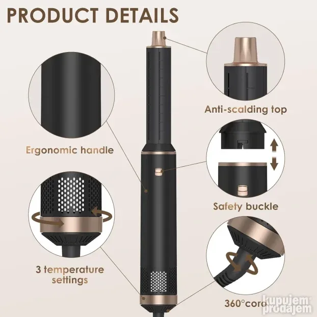 5u1 Fen četka figaro za kosu sa 5 nastavaka - NOV komplet