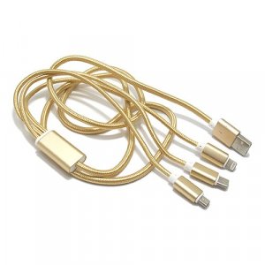 USB data kabal safe&quick charge 3in1 zlatni