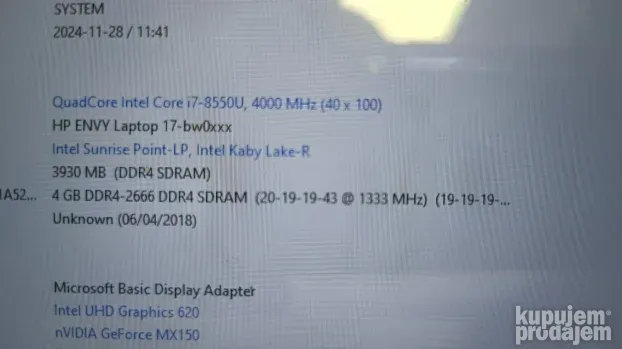 Hp ENVY 17-bw matična ploča I7