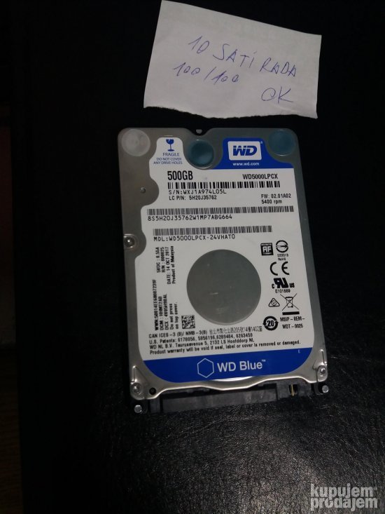 Hitno! WD 500GB 100% ispravan! 10 sati radio do sada!