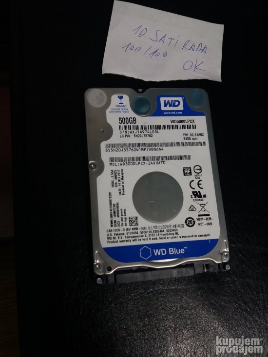 Hitno! WD 500GB 100% ispravan! 10 sati radio do sada!