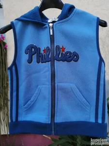 Plavi prsluk sa kapuljačom za dečaka od 5-7 godina