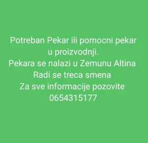 Potreban Pekar Zemun Altina