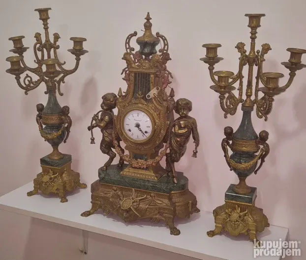 Vrhunski ogroman kaminski sat sa svecnjacima - Imperijal