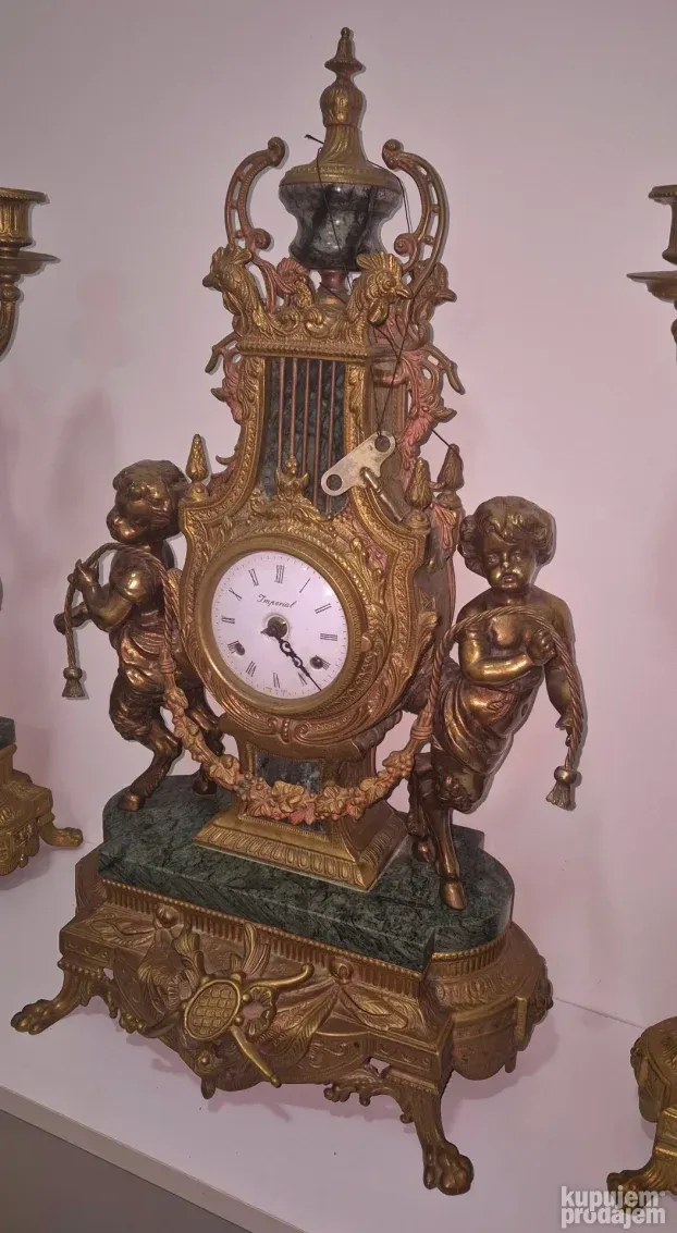 Vrhunski ogroman kaminski sat sa svecnjacima - Imperijal