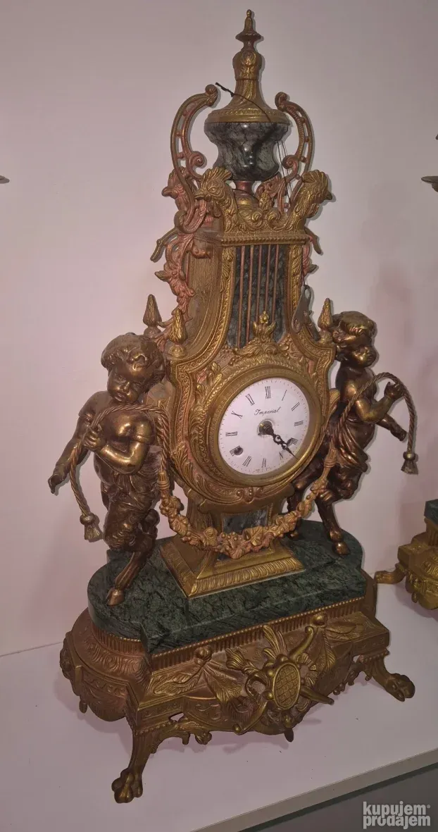Vrhunski ogroman kaminski sat sa svecnjacima - Imperijal