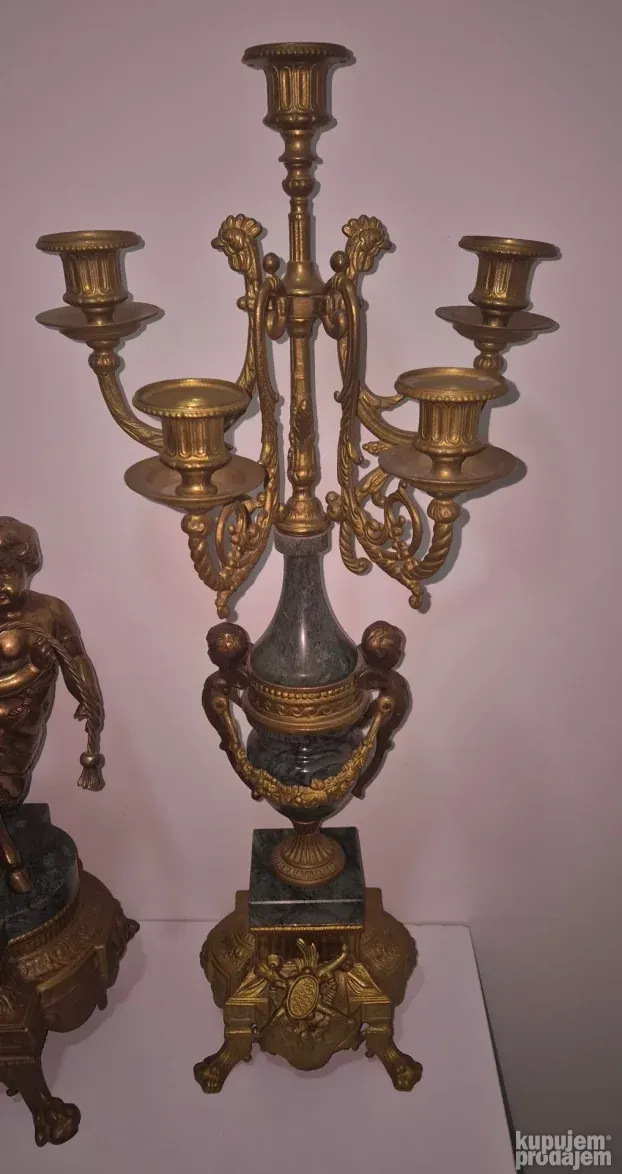 Vrhunski ogroman kaminski sat sa svecnjacima - Imperijal