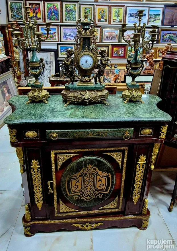 Vrhunski ogroman kaminski sat sa svecnjacima - Imperijal