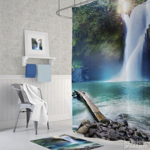 Zavesa za kupatilo + otirac Tropik HOME 3D DIGITAL (novo )