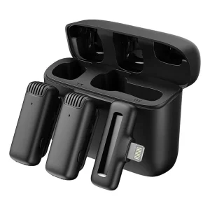 Apexel 2in1 wireless microphones with smart charger lightni