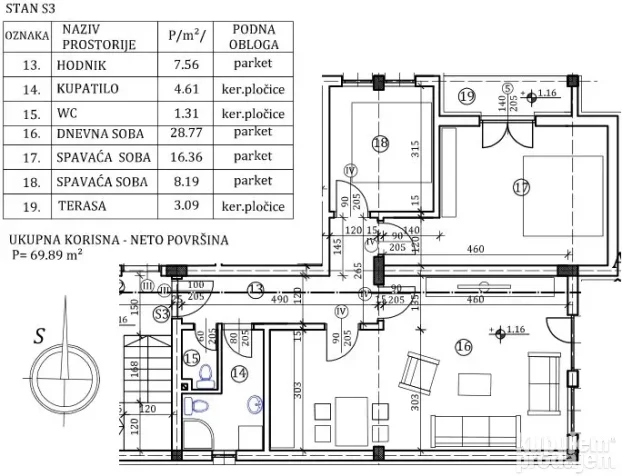 Bubanj, 2.5 dvoiposoban, 70 m²