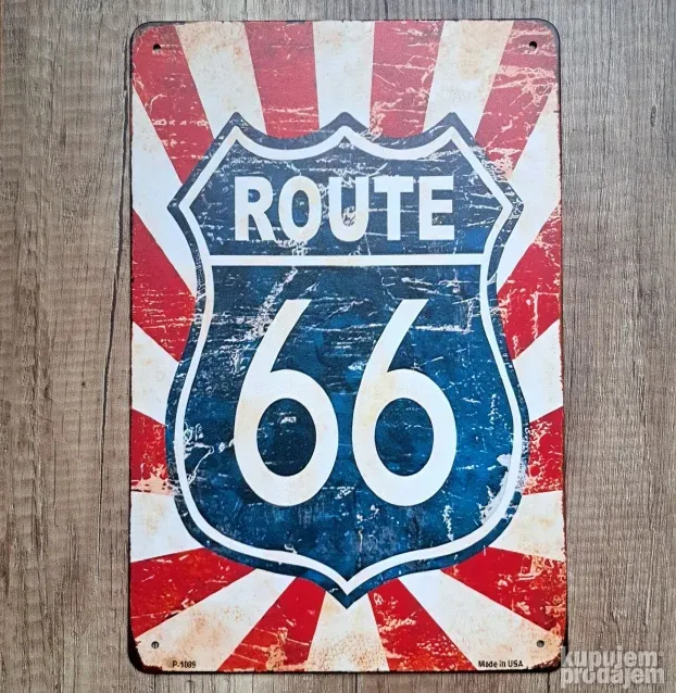 Metalna retro tabla ROUTE 66