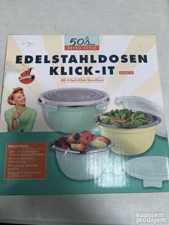Set 3 Retro stil Metalne cinije sa poklopcima-Neue Home