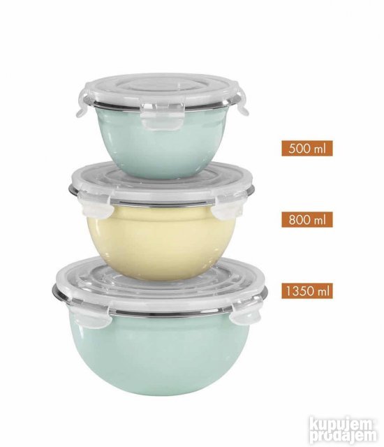 Set 3 Retro stil Metalne cinije sa poklopcima-Neue Home