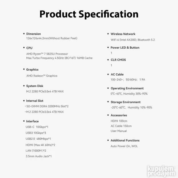 Beelink EQ AMD R7 5825U 8C/16T/16GB/500GB/Win11PRO