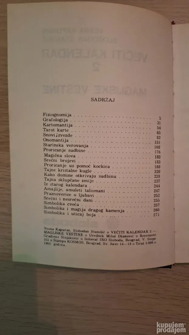 Magijske Veštine Veciti Kalendar 2-Onomantija,Proricanje,
