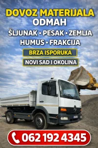 Prevoz kamionom- zemlja, pesak, sljunak, frakcija NOVI SAD