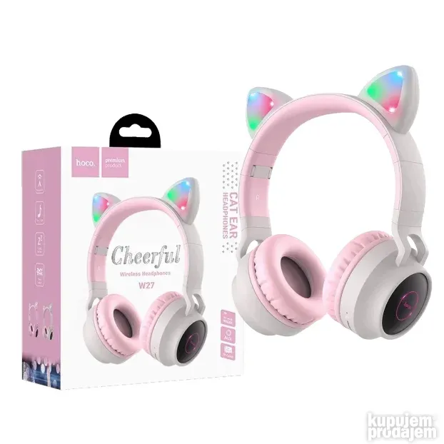 Hoco W27 Cat Ear Gray - bežične stereo slušalice
