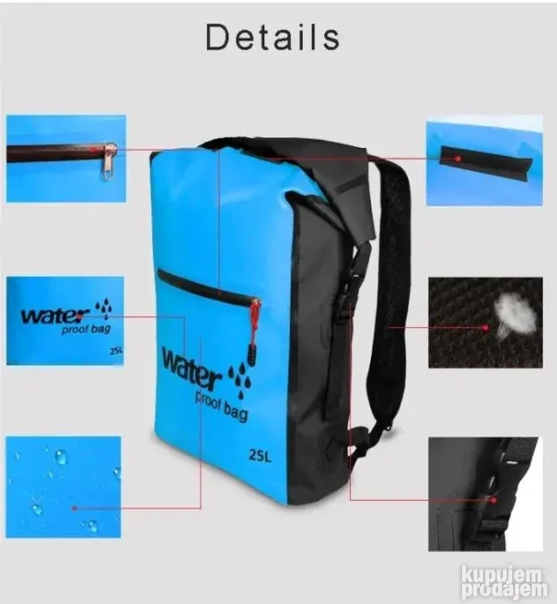 Vodootporna torba 25L ranac vodu camac kajak planinarenje c